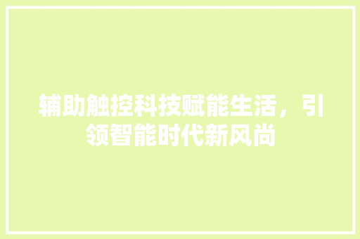 辅助触控科技赋能生活，引领智能时代新风尚