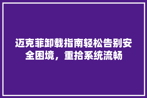 迈克菲卸载指南轻松告别安全困境，重拾系统流畅