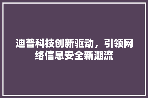 迪普科技创新驱动，引领网络信息安全新潮流