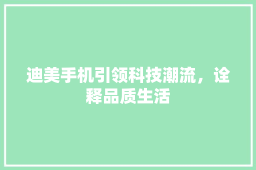 迪美手机引领科技潮流，诠释品质生活