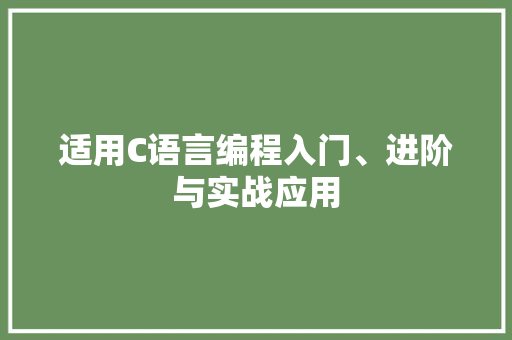 适用C语言编程入门、进阶与实战应用