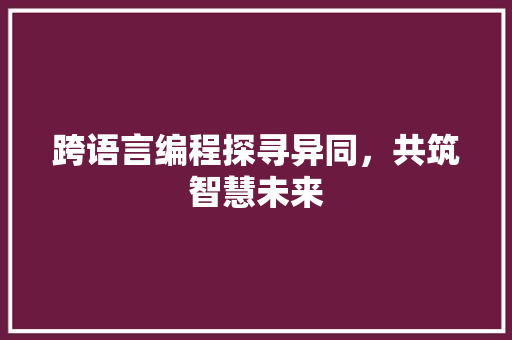 跨语言编程探寻异同，共筑智慧未来