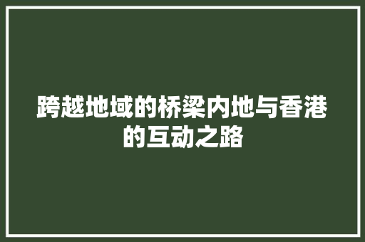 跨越地域的桥梁内地与香港的互动之路