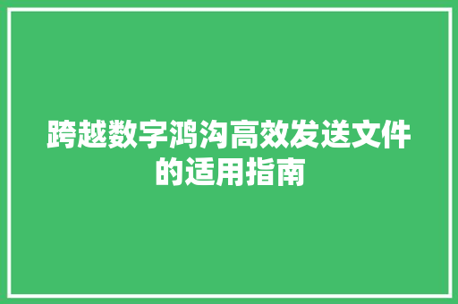 跨越数字鸿沟高效发送文件的适用指南