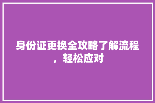 身份证更换全攻略了解流程，轻松应对