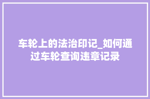 车轮上的法治印记_如何通过车轮查询违章记录