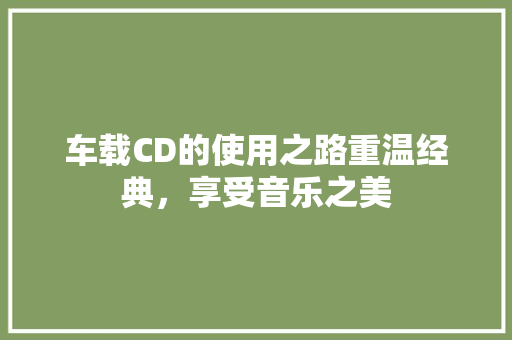 车载CD的使用之路重温经典，享受音乐之美