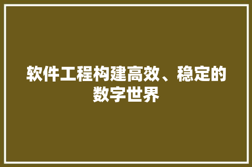 软件工程构建高效、稳定的数字世界