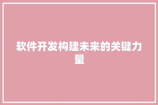 软件开发构建未来的关键力量