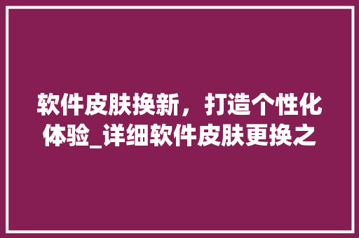 软件皮肤换新，打造个性化体验_详细软件皮肤更换之路