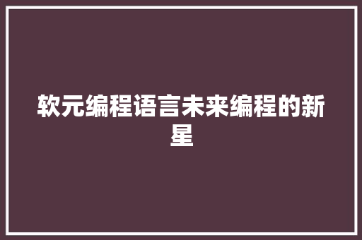 软元编程语言未来编程的新星