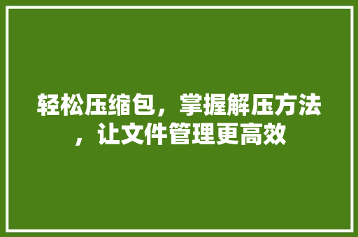 轻松压缩包，掌握解压方法，让文件管理更高效