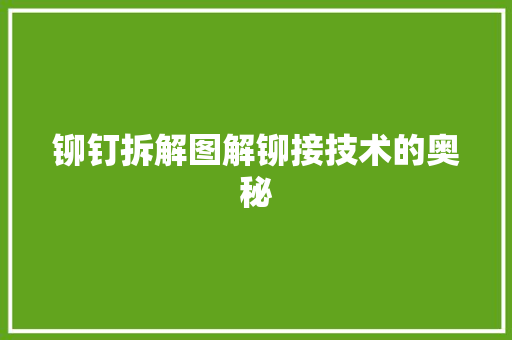 铆钉拆解图解铆接技术的奥秘