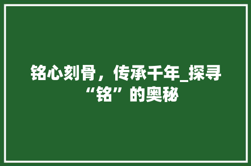 铭心刻骨，传承千年_探寻“铭”的奥秘