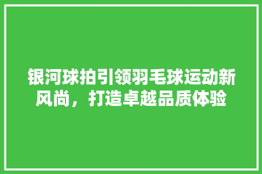 银河球拍引领羽毛球运动新风尚，打造卓越品质体验