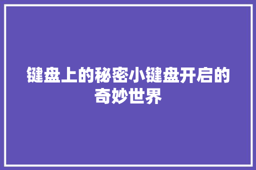 键盘上的秘密小键盘开启的奇妙世界