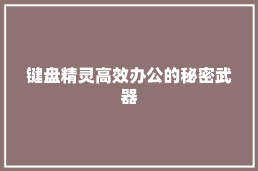 键盘精灵高效办公的秘密武器