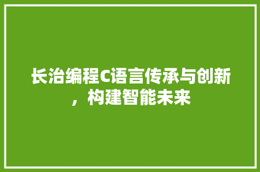 长治编程C语言传承与创新，构建智能未来