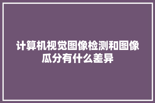 计算机视觉图像检测和图像瓜分有什么差异