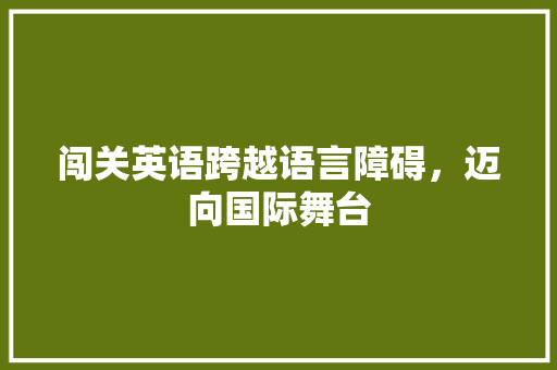 闯关英语跨越语言障碍，迈向国际舞台