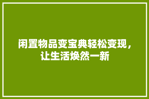 闲置物品变宝典轻松变现，让生活焕然一新