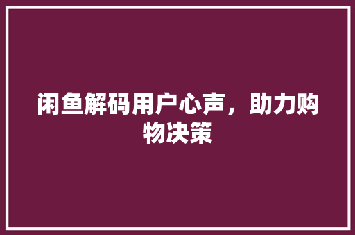 闲鱼解码用户心声，助力购物决策