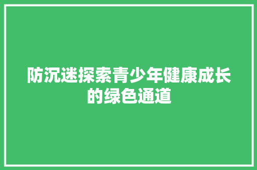 防沉迷探索青少年健康成长的绿色通道