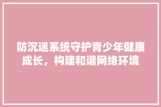 防沉迷系统守护青少年健康成长，构建和谐网络环境