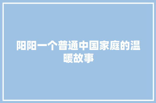 阳阳一个普通中国家庭的温暖故事