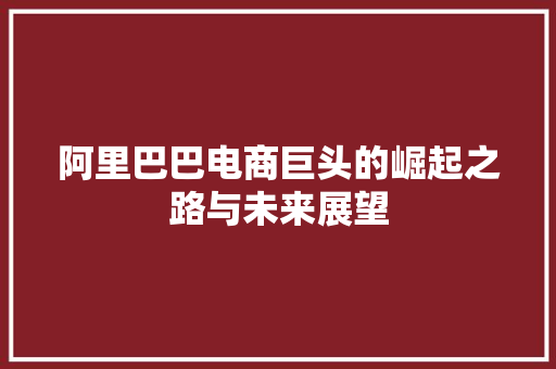 阿里巴巴电商巨头的崛起之路与未来展望