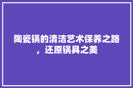 陶瓷锅的清洁艺术保养之路，还原锅具之美