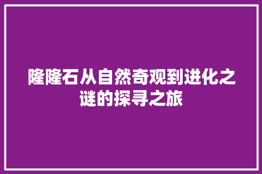 隆隆石从自然奇观到进化之谜的探寻之旅