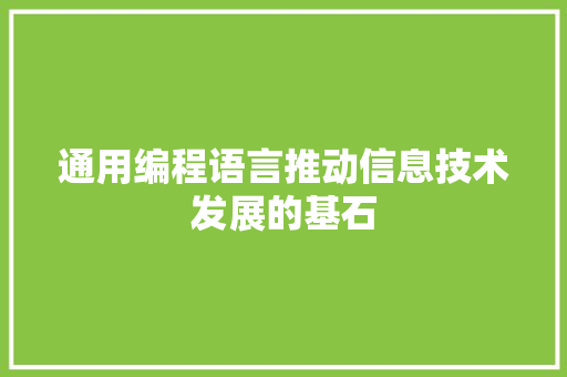 通用编程语言推动信息技术发展的基石