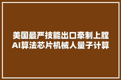 美国最严技能出口牵制上膛AI算法芯片机械人量子计算面临封锁