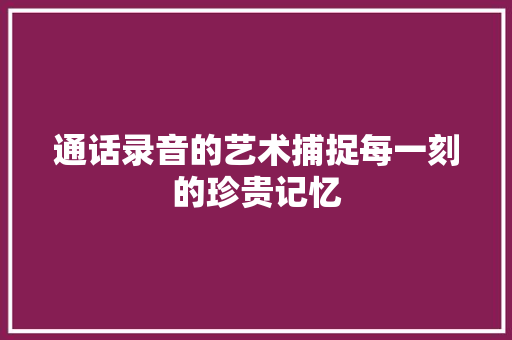 通话录音的艺术捕捉每一刻的珍贵记忆