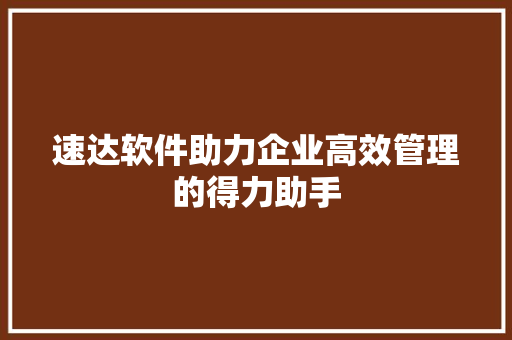 速达软件助力企业高效管理的得力助手