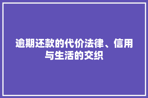 逾期还款的代价法律、信用与生活的交织