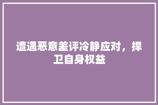 遭遇恶意差评冷静应对，捍卫自身权益