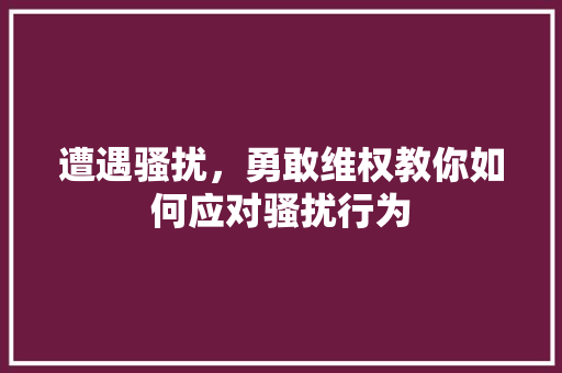 遭遇骚扰，勇敢维权教你如何应对骚扰行为