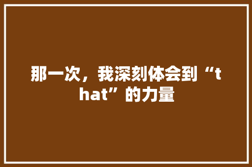 那一次，我深刻体会到“that”的力量