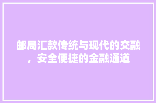 邮局汇款传统与现代的交融，安全便捷的金融通道