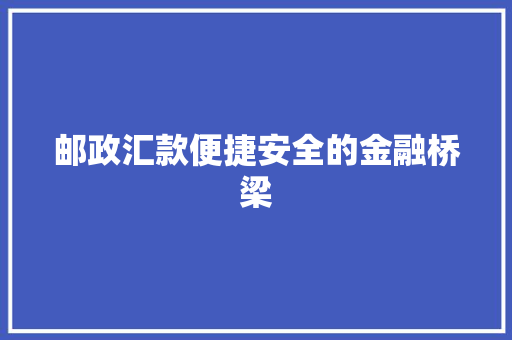 邮政汇款便捷安全的金融桥梁