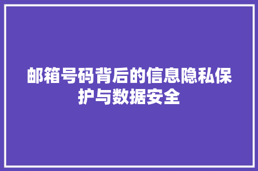 邮箱号码背后的信息隐私保护与数据安全