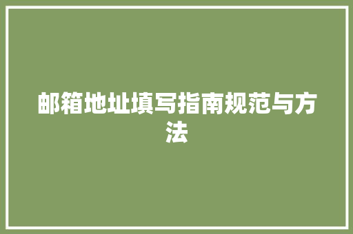 邮箱地址填写指南规范与方法