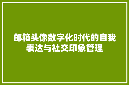 邮箱头像数字化时代的自我表达与社交印象管理