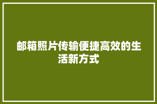 邮箱照片传输便捷高效的生活新方式