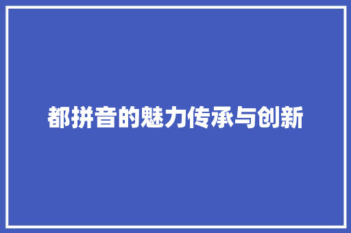 都拼音的魅力传承与创新