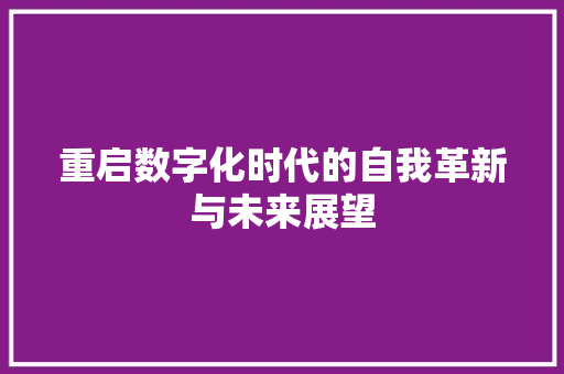 重启数字化时代的自我革新与未来展望