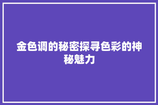 金色调的秘密探寻色彩的神秘魅力