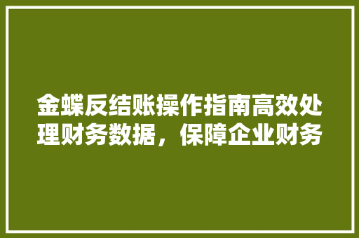 金蝶反结账操作指南高效处理财务数据，保障企业财务安全